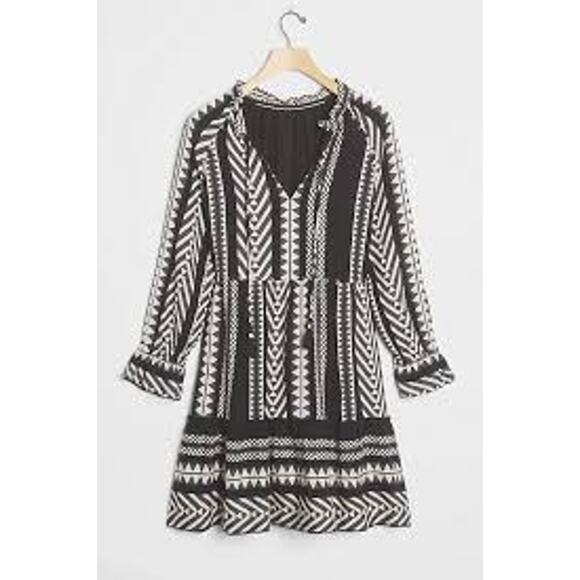 Anthropologie MAEVE Dominique Jacquard Mini Dress Pockets Medium M Oversize - Picture 3 of 8